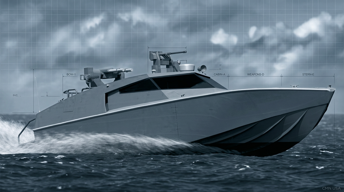 CMN DV16 high-speed interceptor vessel underway at sea